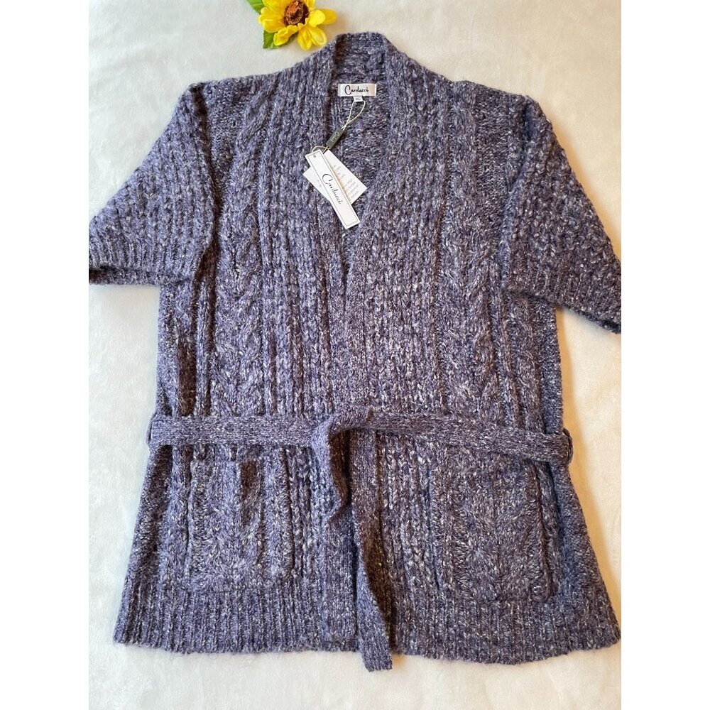 NWT Carducci Womens XL Cable Knitted Very Soft Cardigan Sweater Corpcore